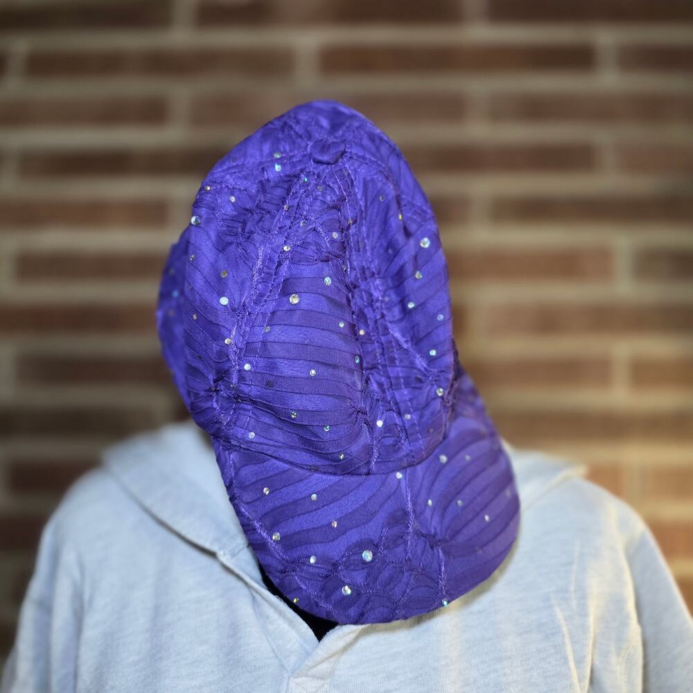 Vintage Y2K Something Special Purple Bling Rhinestone Sequin Baseball Cap